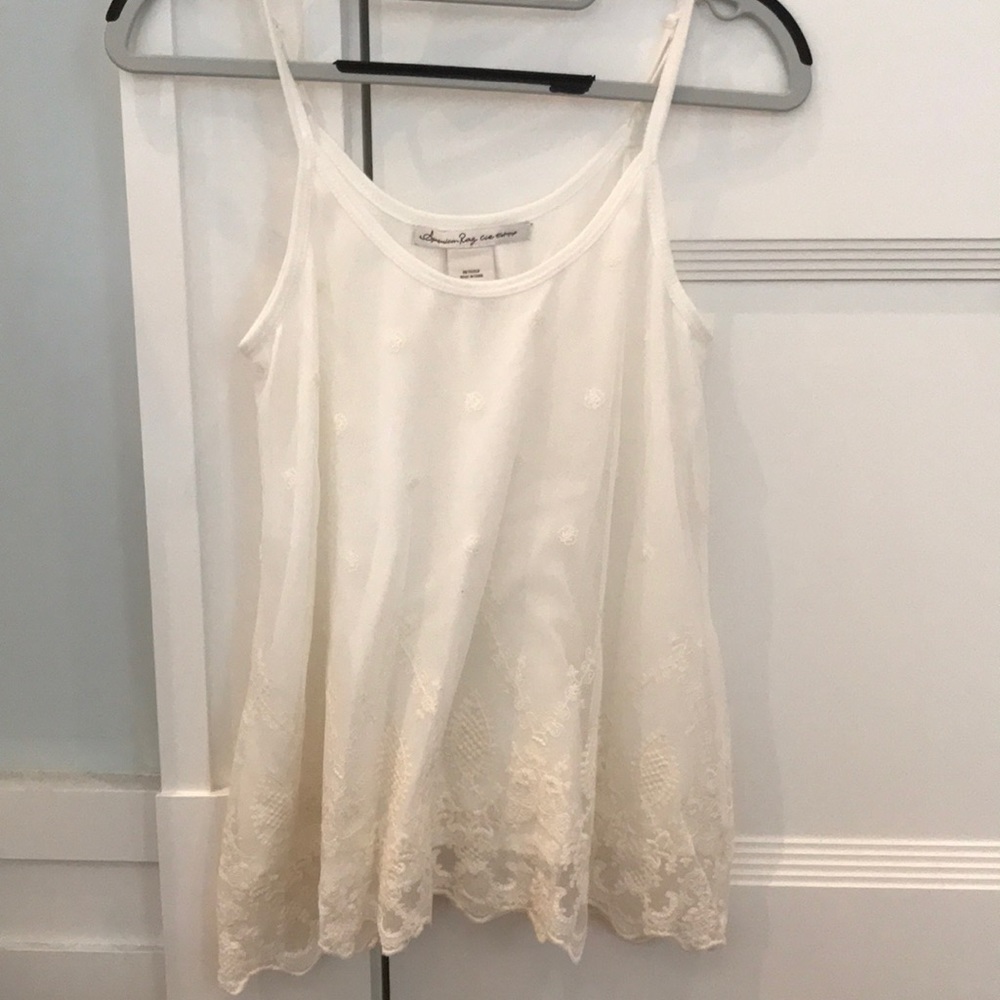 Embroidered white tank top